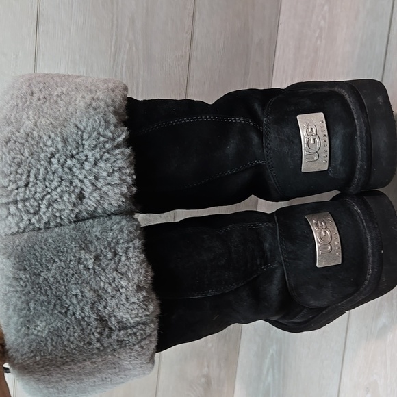 Ugg Australia Women 1892 Tall Leather Sheepskin Lace Up Boots Sz 7 - Picture 5 of 13